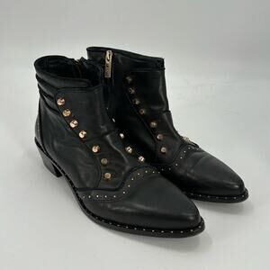 Ivy Kirzhner Soldier black leather gold Studded boots
